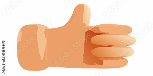 Stylized 3d illustration of a hand giving a thumbs up gesture against a white background