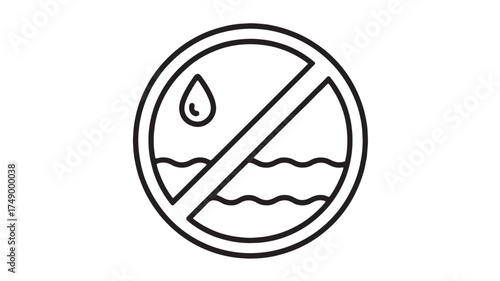 Symbol representing prohibition of water or liquid exposure for protection.