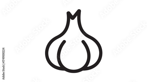 Simple outline illustration of a fresh garlic bulb, symbolizing healthy eating and cooking.