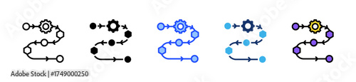 Kanban Workflow Icon Collection With Multiple Styles