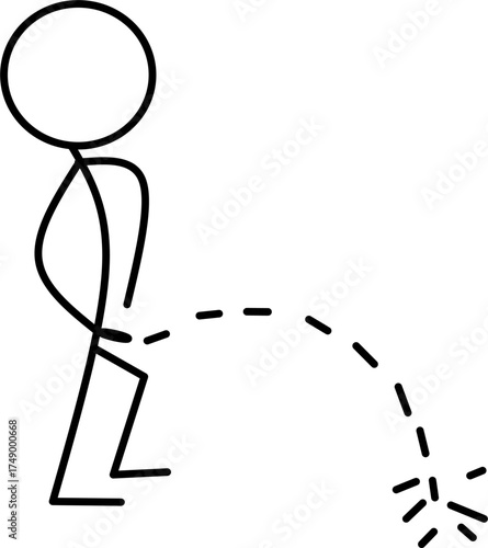 Stick man urinates