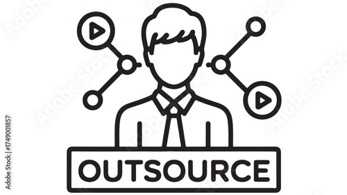 Business professional connecting with external resources for project collaboration and outsourcing