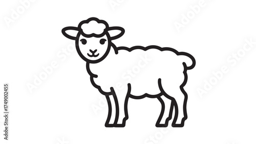 Simple and friendly line drawing of a cute sheep on a white background
