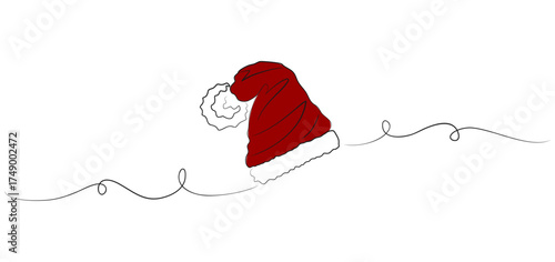 Santa Claus hat line art for Christmas