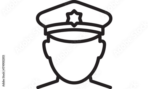 Simple line art icon representing a police officer