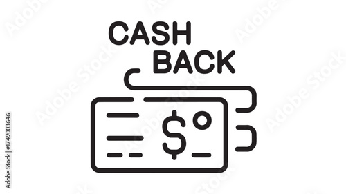 Symbolic representation of cashback with currency and text