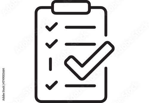 Checklist with prominent checkmark signifying completion and success
