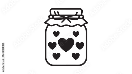 Simple jar filled with hearts, symbolizing love and affection