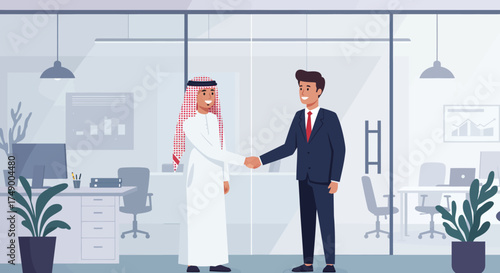 Businessmen Handshaking In Office