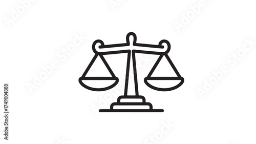 Simple line art illustration of a balance scale symbolizing justice and fairness