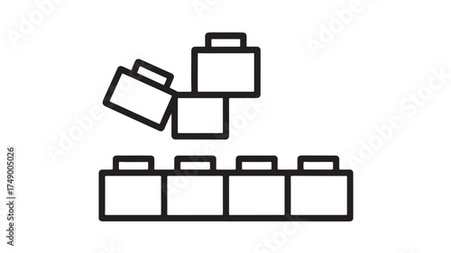 Building blocks stacked precariously, representing growth and challenges