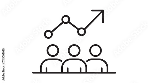 Team achieving growth and success with upward trend graph