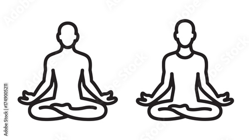 Two stylized figures in meditation pose, representing peace and mindfulness