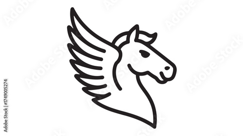 Elegant line art illustration of a winged horse, symbolizing freedom and mythology.