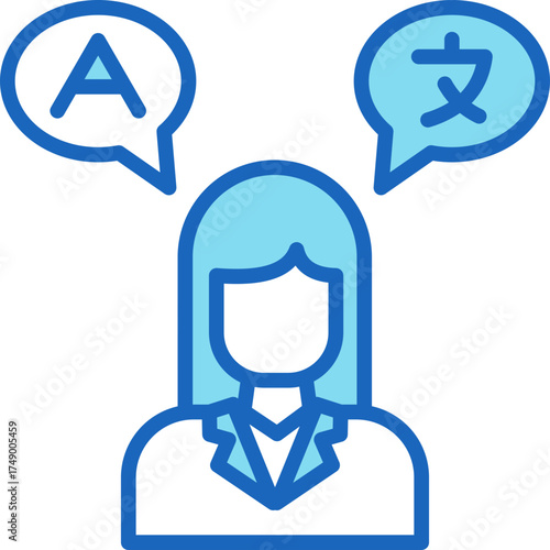 Language Practice blue icon