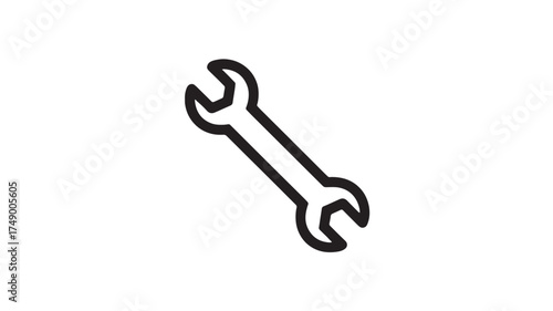 Simple line illustration of a wrench on a white background