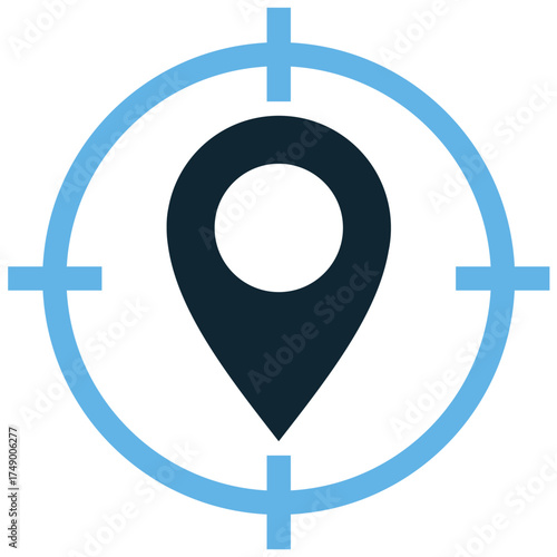 Target location icon vector. Ideal for destination, goals, and precise aiming themes. This graphic symbolizes a specific objective or a bullseye mark on a map.