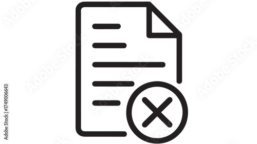 Document with a cross mark, symbolizing rejection or error