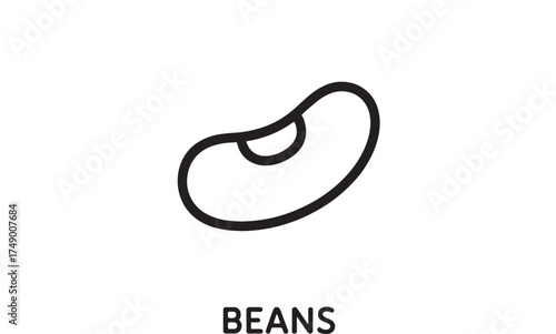 Simple line drawing of a single bean, representing healthy food and nutrition