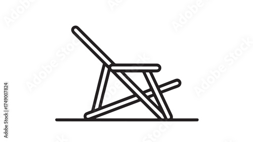 Simple outline illustration of a folded beach chair on a flat surface