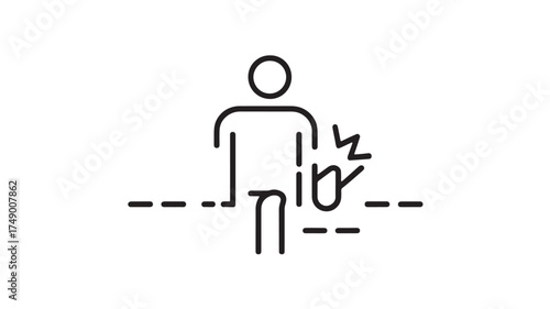 Person experiencing pain or discomfort, depicted with a stylized icon and dashed lines