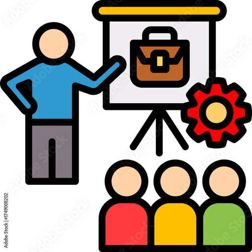 Career Training lineal color icon