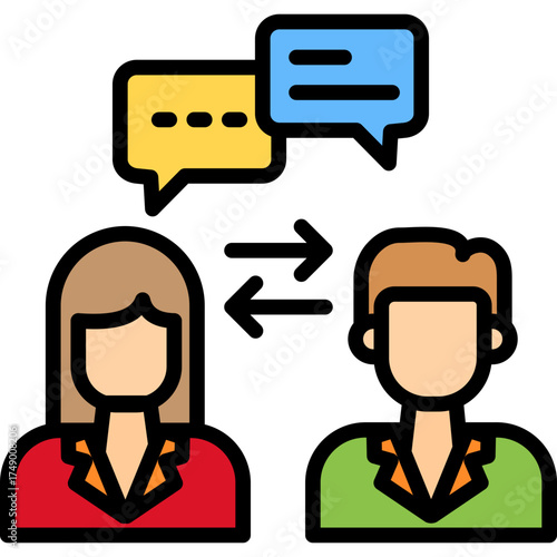 Informal Conversation lineal color icon