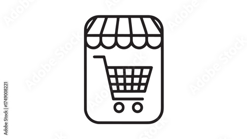 Simple line icon representing online shopping and e-commerce convenience
