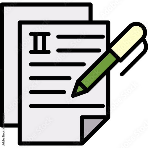Essay Writing lineal color icon