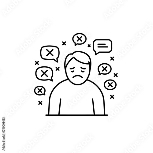 Person experiencing negative thoughts and emotions feeling overwhelmed and sad.