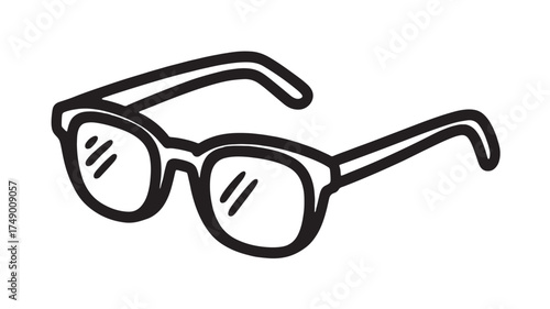 Simple black and white illustration of eyeglasses on a white background, representing vision and knowledge.