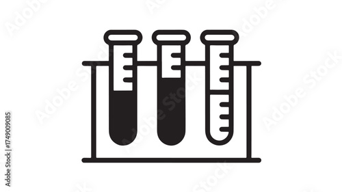 Three laboratory test tubes with dark liquid stand in a rack, representing scientific research and analysis.