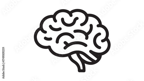 Clean line art illustration of a human brain, representing thought and intelligence.