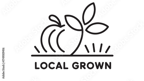 Simple illustration of a fresh vegetable growing with "Local Grown" text