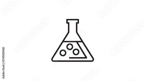 Simple outline icon of a laboratory flask with bubbling liquid, symbolizing science and research