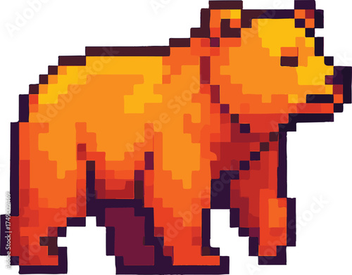 Bear pixel art, eps 10 illustration