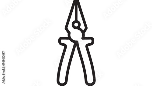 Simple line drawing of pliers on a white background, symbolizing tools and repair.