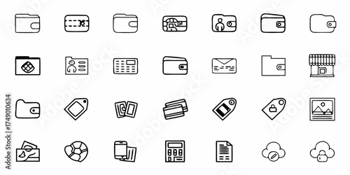 Versatile set of finance icons for web and app design, perfect for banking, shopping and e-commerce projects, ready to use for a modern user interface design
