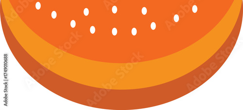 Vector Illustration of Papaya Slice with Seeds - Tropical Fruit Flat Design Isolated on White Background