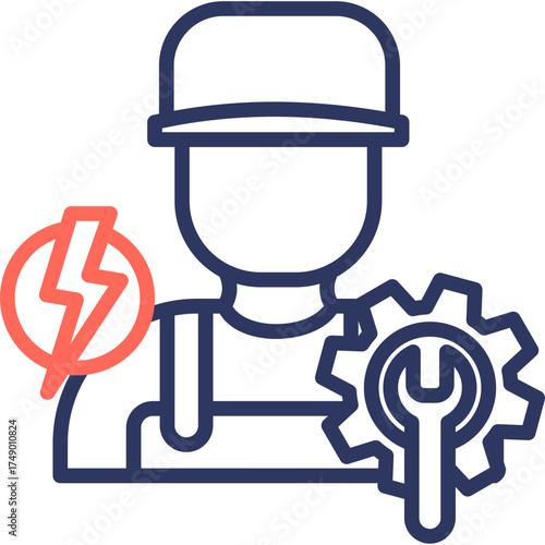 Electrical Work line color icon