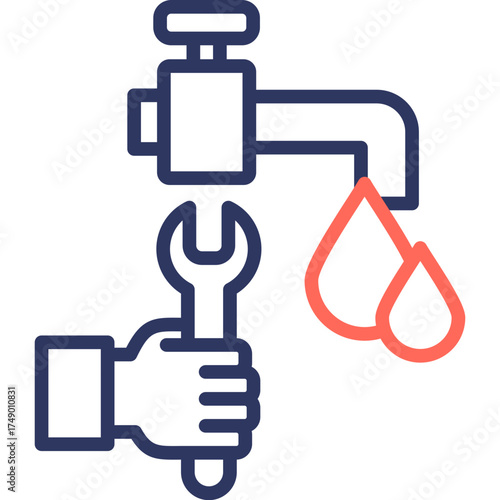 Plumbing Service line color icon