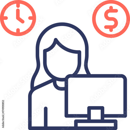 Freelance Work line color icon