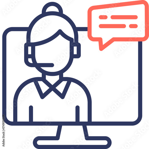 Online Consultation line color icon