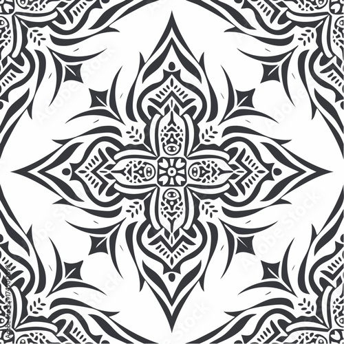 A seamless Polynesian tribal tattoo pattern featuring bold black geometry and perfect symmetry. Ideal for apparel, posters, and cultural design.