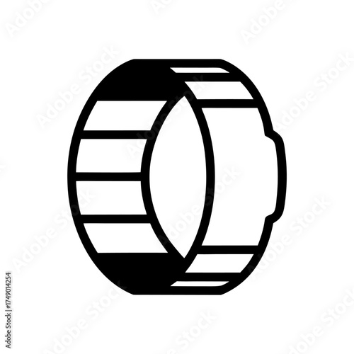 A modern outline of a wristwatch, blending functionality and decorative style.