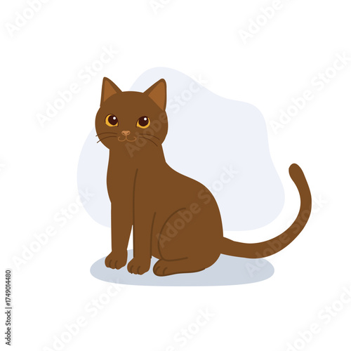 a cute brown cat sits calmly for pet lovers illustrations and minimalist animal design projects