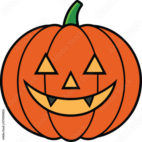 Halloween pumpkin head, Spooky Carved Pumpkin Lantern Vector – Flat Halloween Illustration in Modern Clean Style