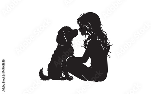 Pitbull Dog Silhouette Vector Strong Canine Outline Design