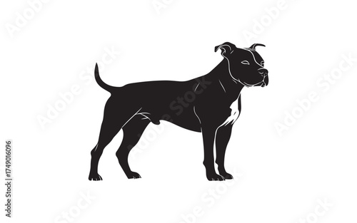Pitbull Dog Silhouette Vector Strong Canine Outline Design