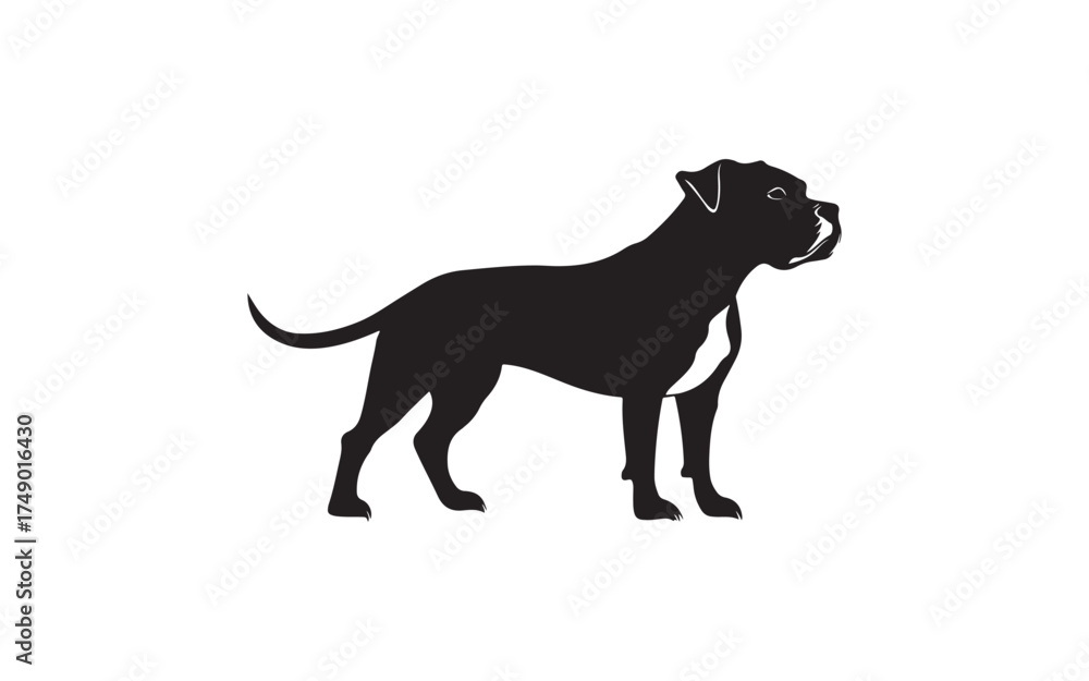 Fototapeta premium Pitbull Dog Silhouette Vector Strong Canine Outline Design